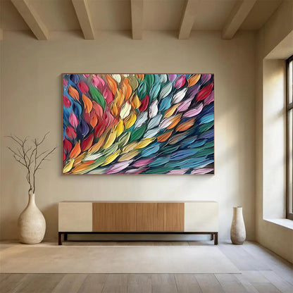 Colorful Feather - Shaped Abstract Art for Vibrant Bohemian Living Rooms DLZ3073