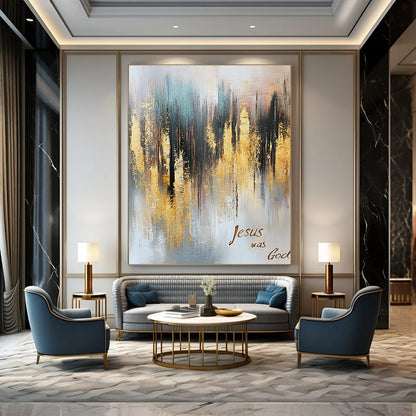 Gold - Accented Abstract Forest for Rustic - Chic Home Library & Spiritual Retreat Center STSC166