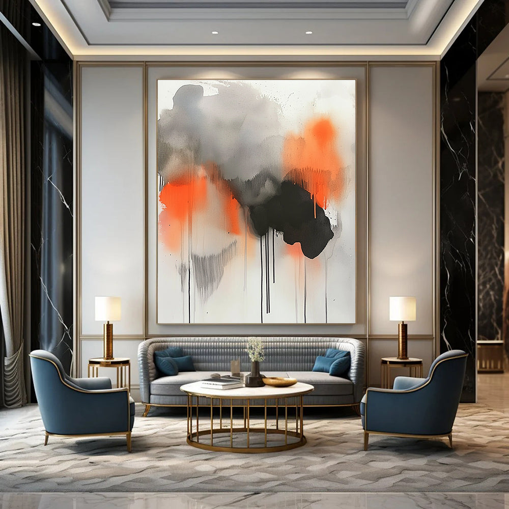 Abstract Grey, Orange, and Black Drips for Creative Studio & Urban - Themed Restaurant STSC758