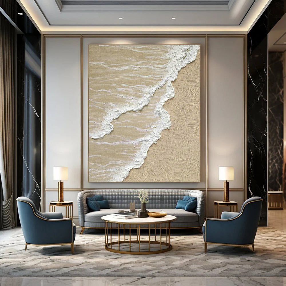 Textured Beach Wave Art for Coastal Home Office & Beachfront Boutique Hotel DLZ1507