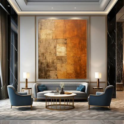 Brown - Grey Square Abstract Art for Living Room & Study DLZ0522