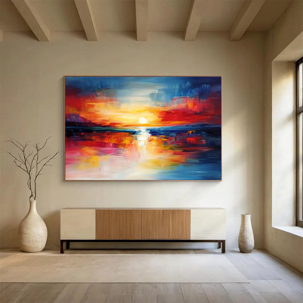 Colorful Sunset Art for Living Room & Beachfront Hotel SC561