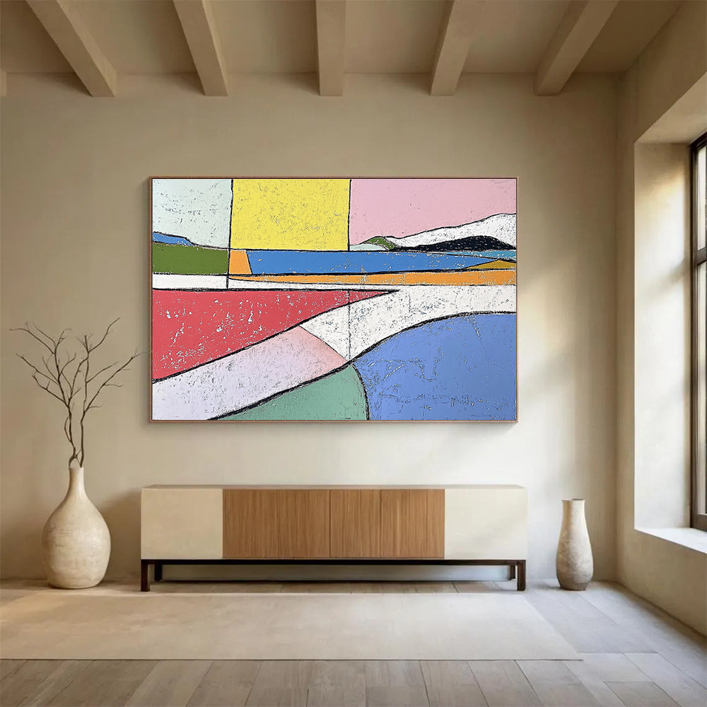 Geometric Landscape Collage Art for Contemporary Office Lounge & Art - Centric Café SC061