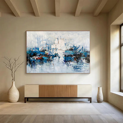 Blue - Toned Harbor Abstract Art for Nautical - Themed Home Offices DLZ2546