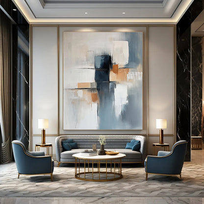 Grey and Beige Geometric Abstract for Minimalist Living Room & Modern Office STSC400