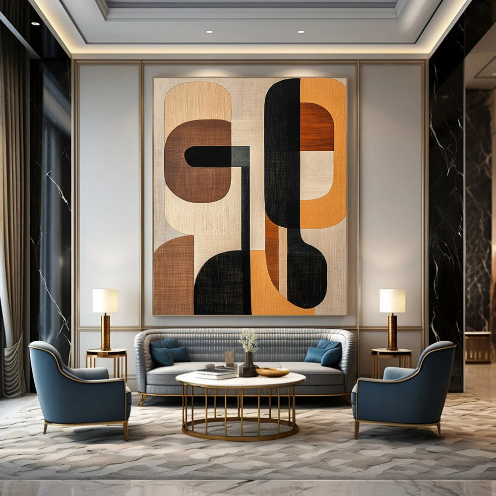 Geometric Patchwork Abstract Art for Mid - Century Home & Design Showroom DLZ1249