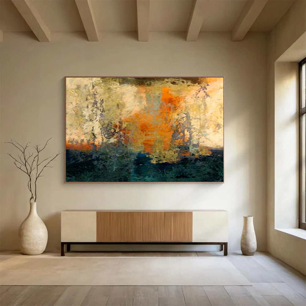 Orange - Yellow Hazy Abstract Art for Warm Living Area DLZ2762