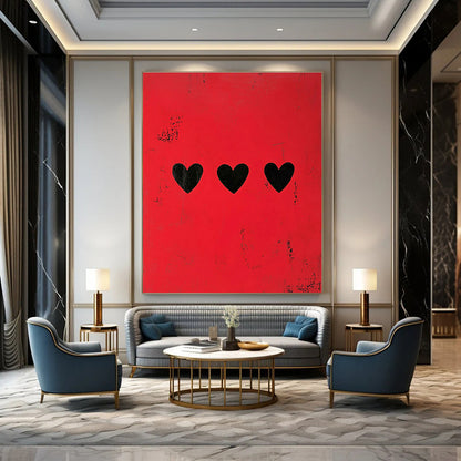 Red Heart Pattern Art for Bedroom & Living Room DLZ0428