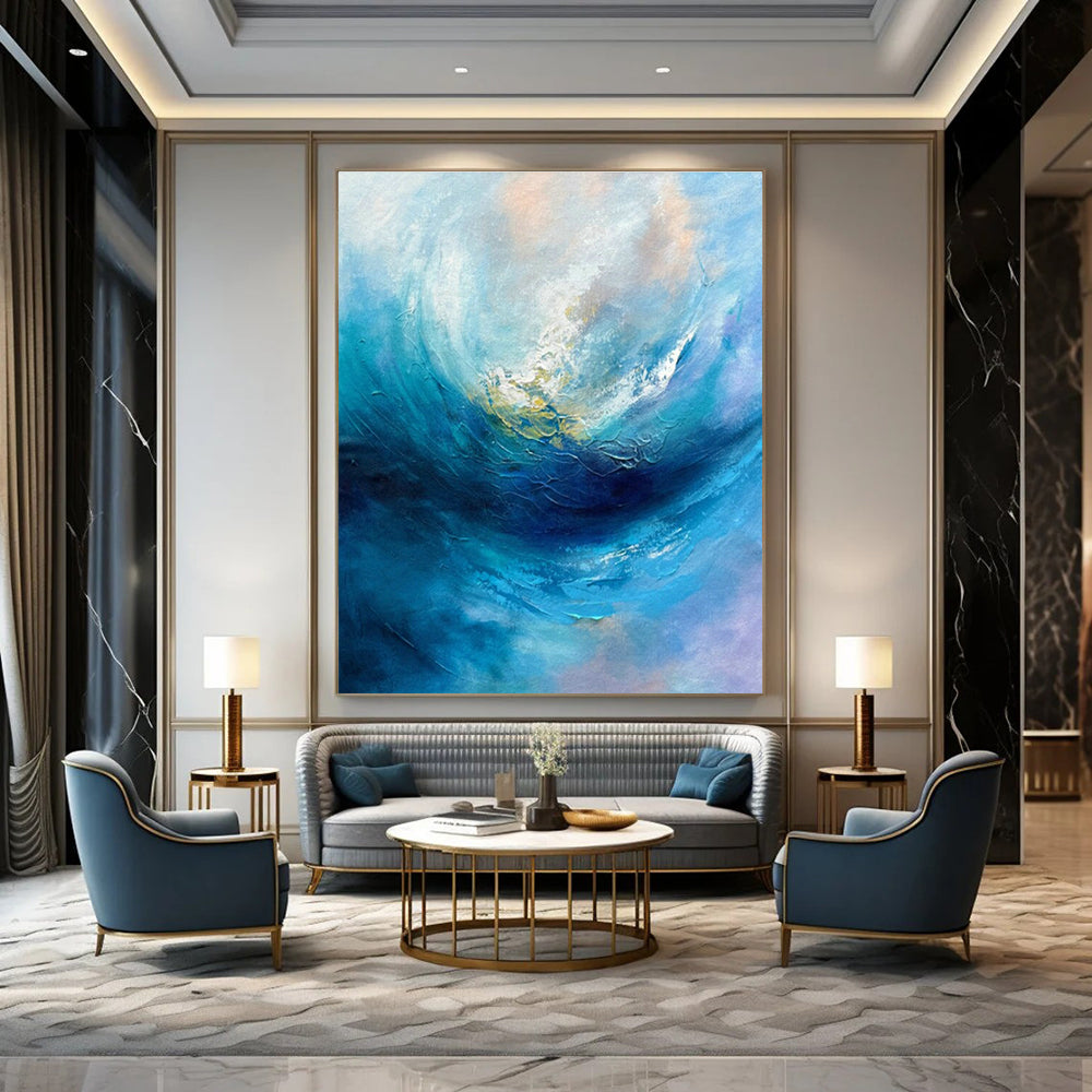 Blue Swirl Art for Beachfront Home Living Room & Ocean Conservation Center DLZ1528