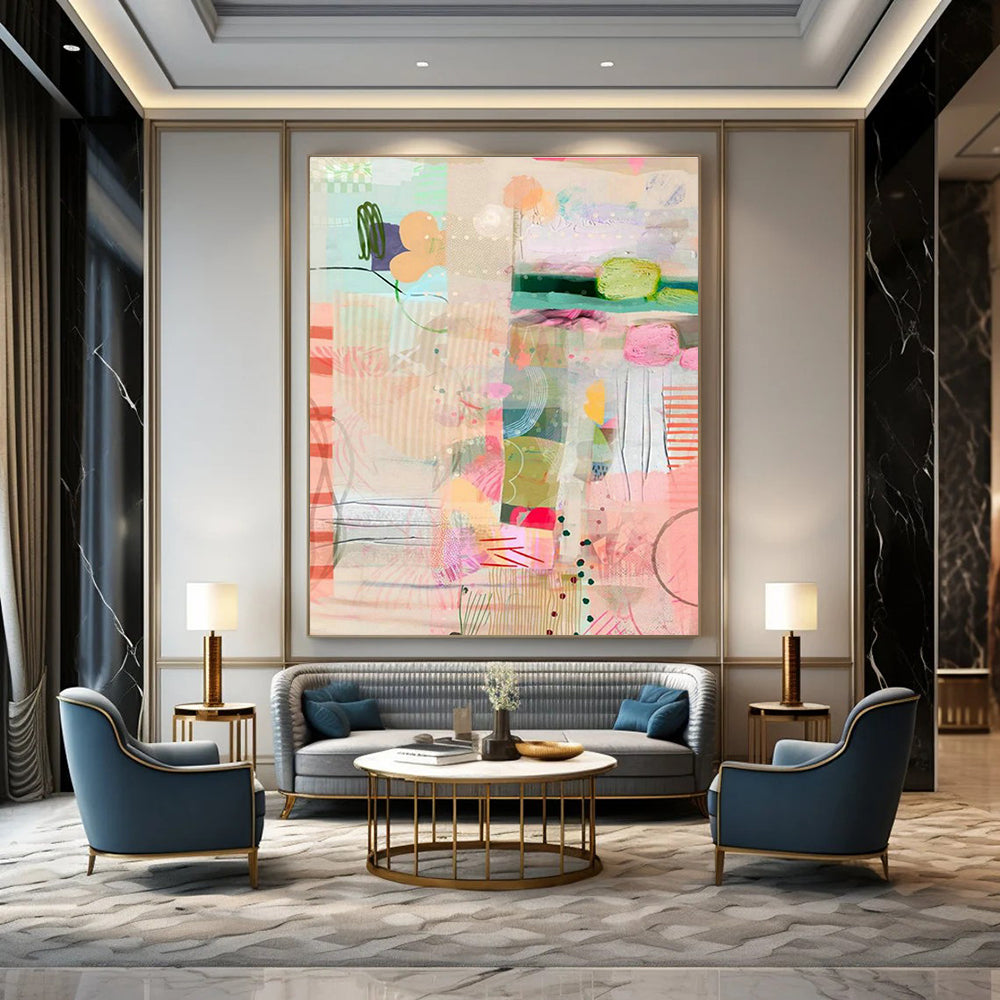 Fresh Collage Abstract Art for Modern Daycare Activity Rooms DLZ0088