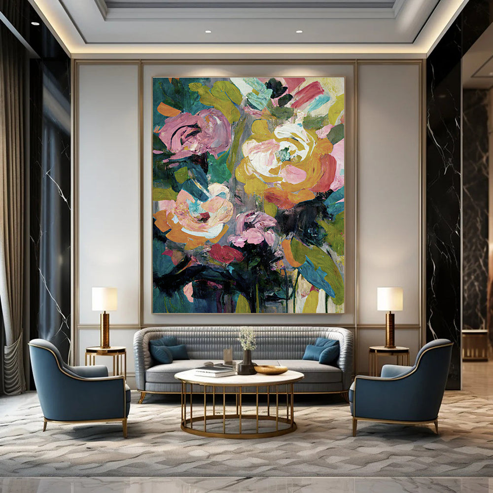 Vibrant Floral Abstract Art for Lively Dining Room & Floral - Centric Retail Store DLZ1362