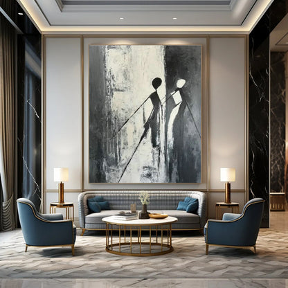 Abstract Black and White Figures Art for Art Gallery & Dance Studio DLZ0628