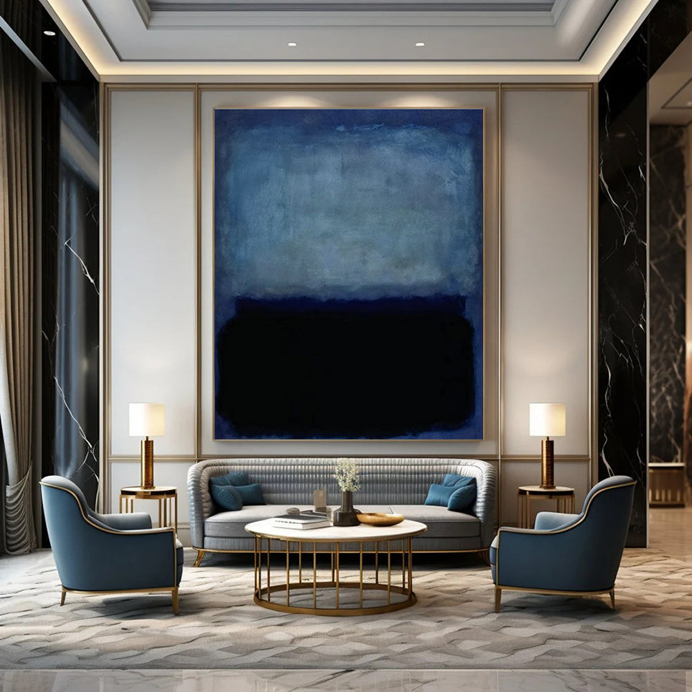 Blue - Black Minimalist Art for Nautical - Themed Restaurant & Contemporary Bedroom DLZ2317