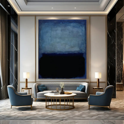 Blue - Black Minimalist Art for Nautical - Themed Restaurant & Contemporary Bedroom DLZ2317