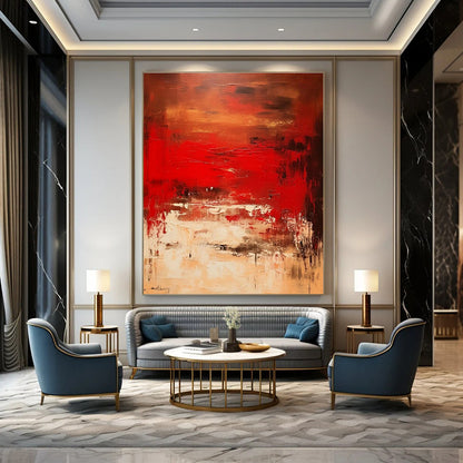 Deep Red Abstract Art for Theater Lounge & Luxury Home Bar DLZ1657