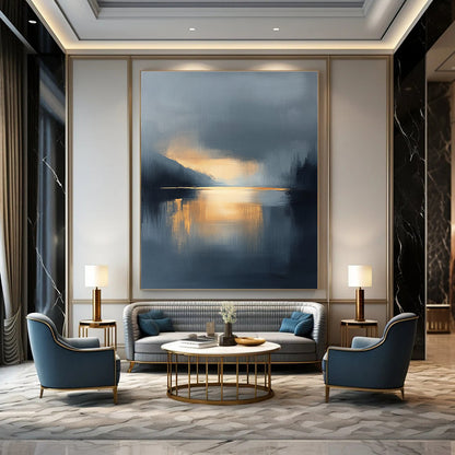 Misty Lake Abstract Landscape for Scandinavian - Style Home & Meditation Space STSC167