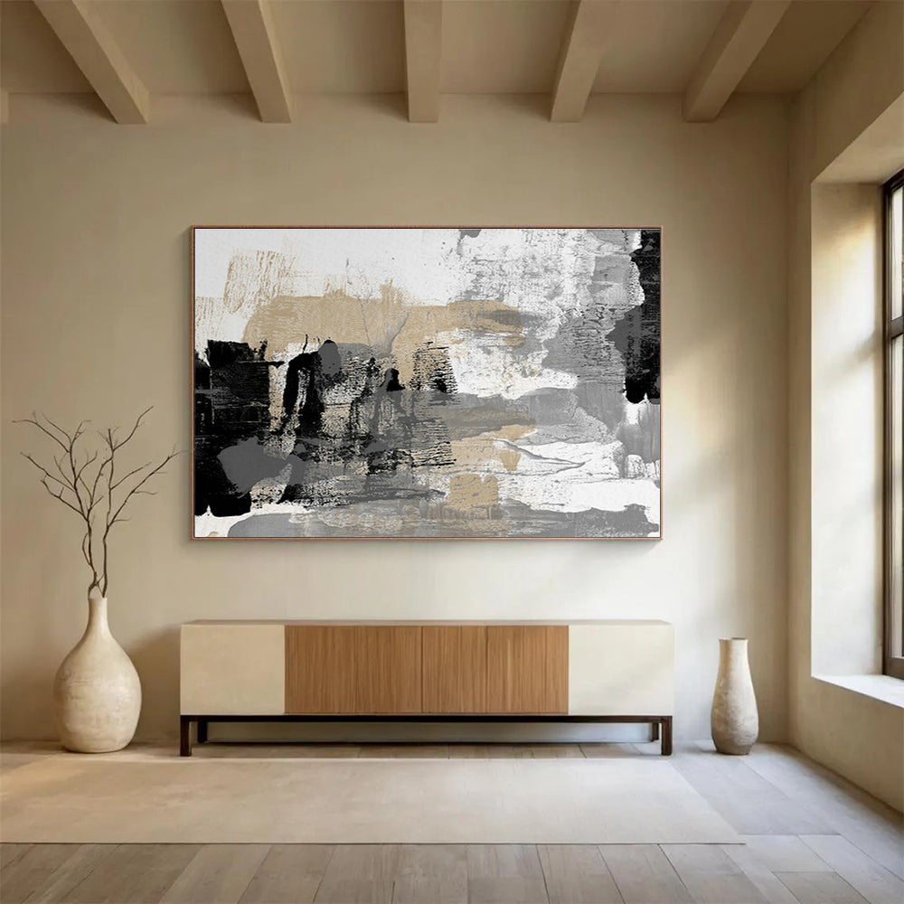 Grey - Gold Abstract Art for Luxe Living Room Accent Wall DLZ2832
