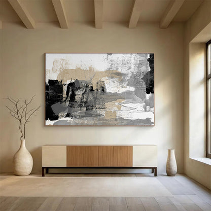 Grey - Gold Abstract Art for Luxe Living Room Accent Wall DLZ2832