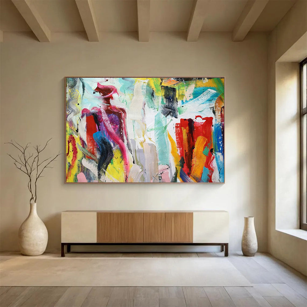 Colorful Figure Abstract Art for Bohemian - Chic Café Community Spaces DLZ2685
