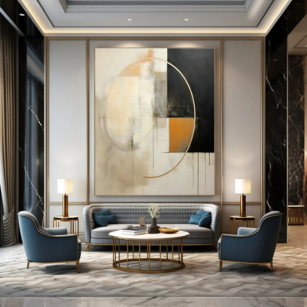 Geometric Abstract Art for Modern Office Reception & Minimalist Home Study DLZ1702