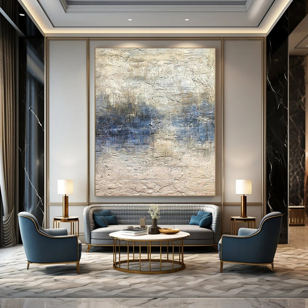 Gray - White - Blue Textured Art for Modern Art Studio & Spa - Inspired Home DLZ1862