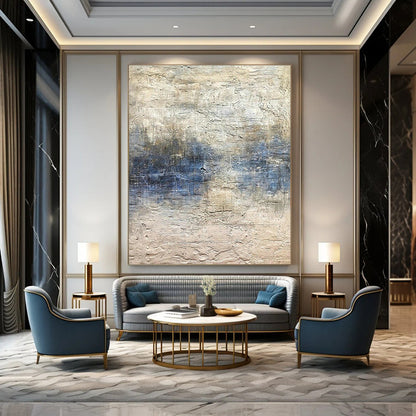 Gray - White - Blue Textured Art for Modern Art Studio & Spa - Inspired Home DLZ1862