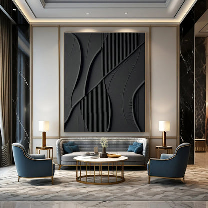 Black Textured Art for Industrial Loft & Contemporary Gallery DLZ2165