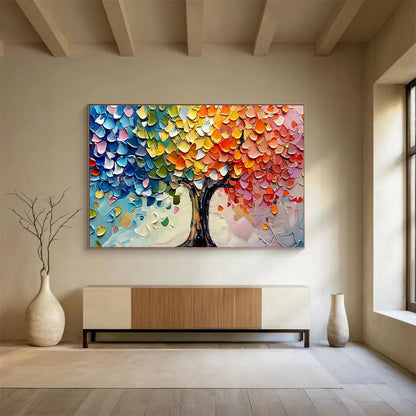 Colorful Tree Palette Knife Art for Modern Art Gallery Feature Walls DLZ3182