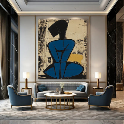 Abstract Figure in Blue for Mid - Century Modern Office & Avant - Garde Art Studio STSC984