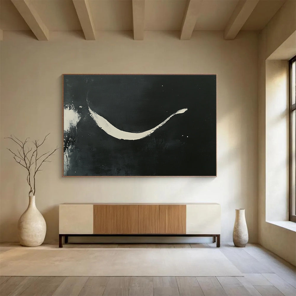 Black and White Stroke Art for Minimalist Bedroom & Modern Gallery SC186