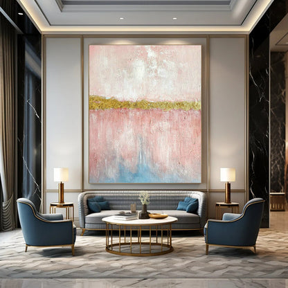 Pink - Gold - Blue Abstract Art for Bedroom & Entryway DLZ0300