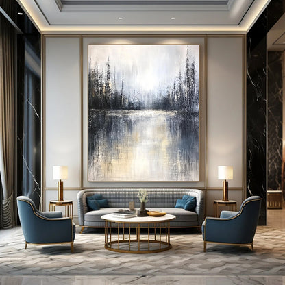 Grayish Forest Lake Art for Bedroom & Spa STSC083