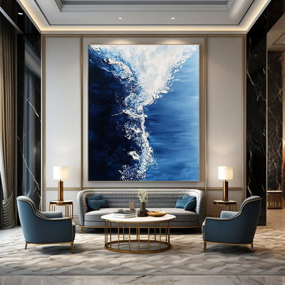 Textured Blue Ocean Waves for Nautical Restaurant & Coastal Home Office STSC348