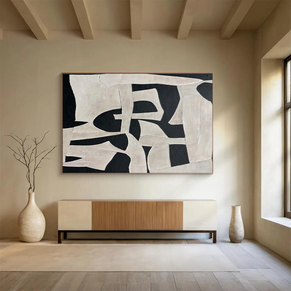 Black - White Geometric Abstract Art for Modern Office Receptions DLZ2475