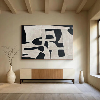 Black - White Geometric Abstract Art for Modern Office Receptions DLZ2475