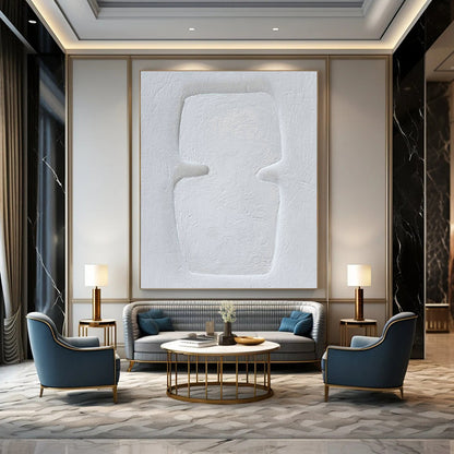 White Textured Relief Art for Scandinavian Gallery & Minimalist Bedroom DLZ1891