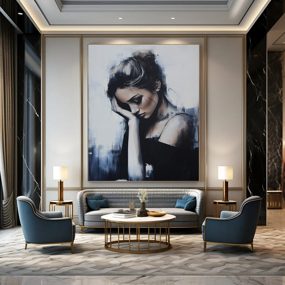 Contemplative Woman Portrait for Modern Living Room & Art Gallery STSC1266