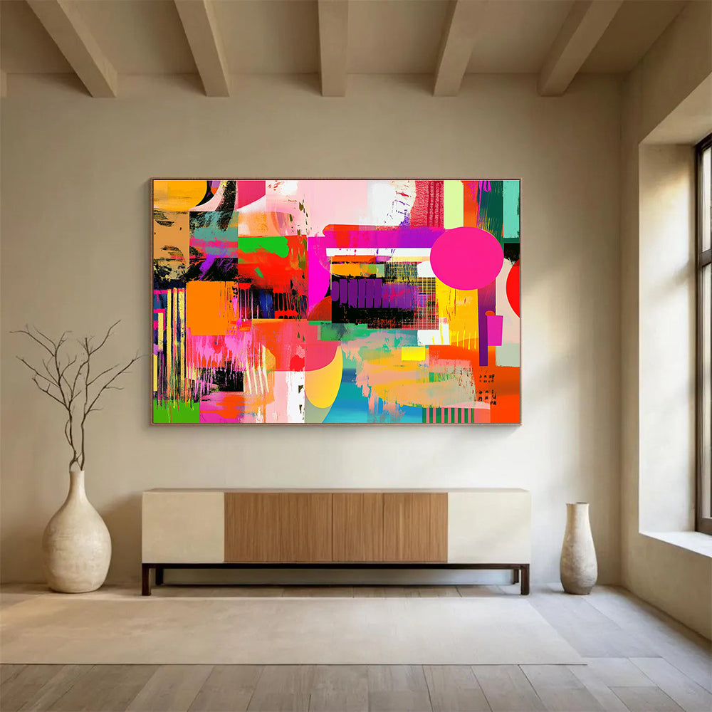 Colorful Abstract Collage Art for Art Gallery Exhibition & Bohemian - Style Café SC461