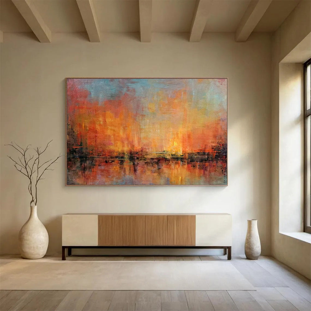 Orange - Red Sunset Abstract Art for Relaxing Balcony DLZ2770