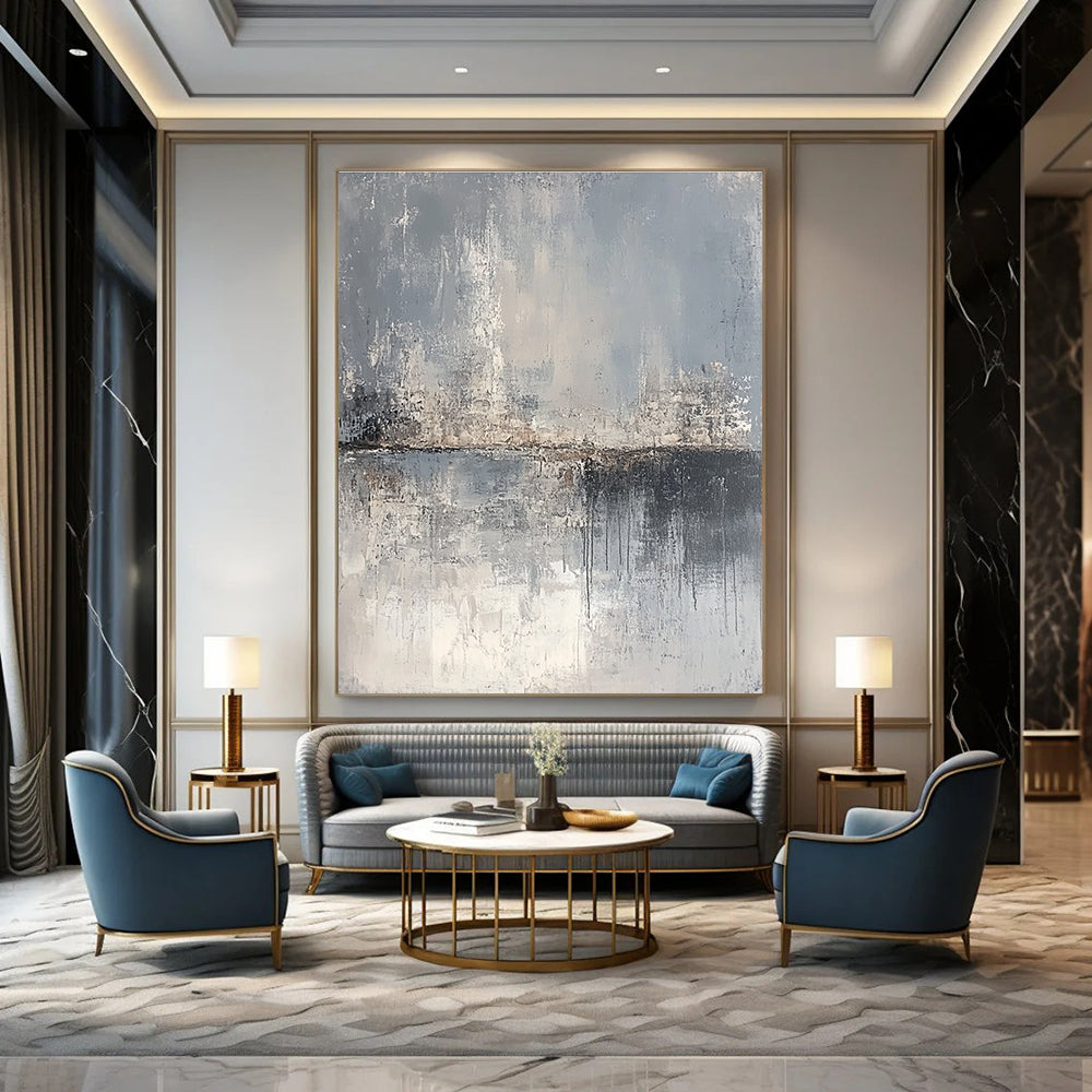 Serene Gray Landscape Art for Bedroom & Office Lounge STSC063