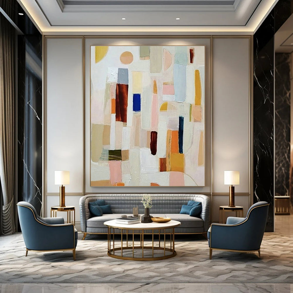 Soft Geometric Abstract Art for Boutique Hotel Room & Home Nursery DLZ1076