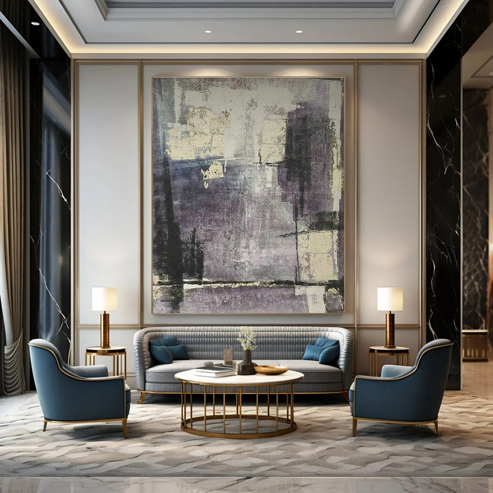 Purple - Gray Textured Abstract Art for Bohemian Home & Art Gallery Pop - Up DLZ1845