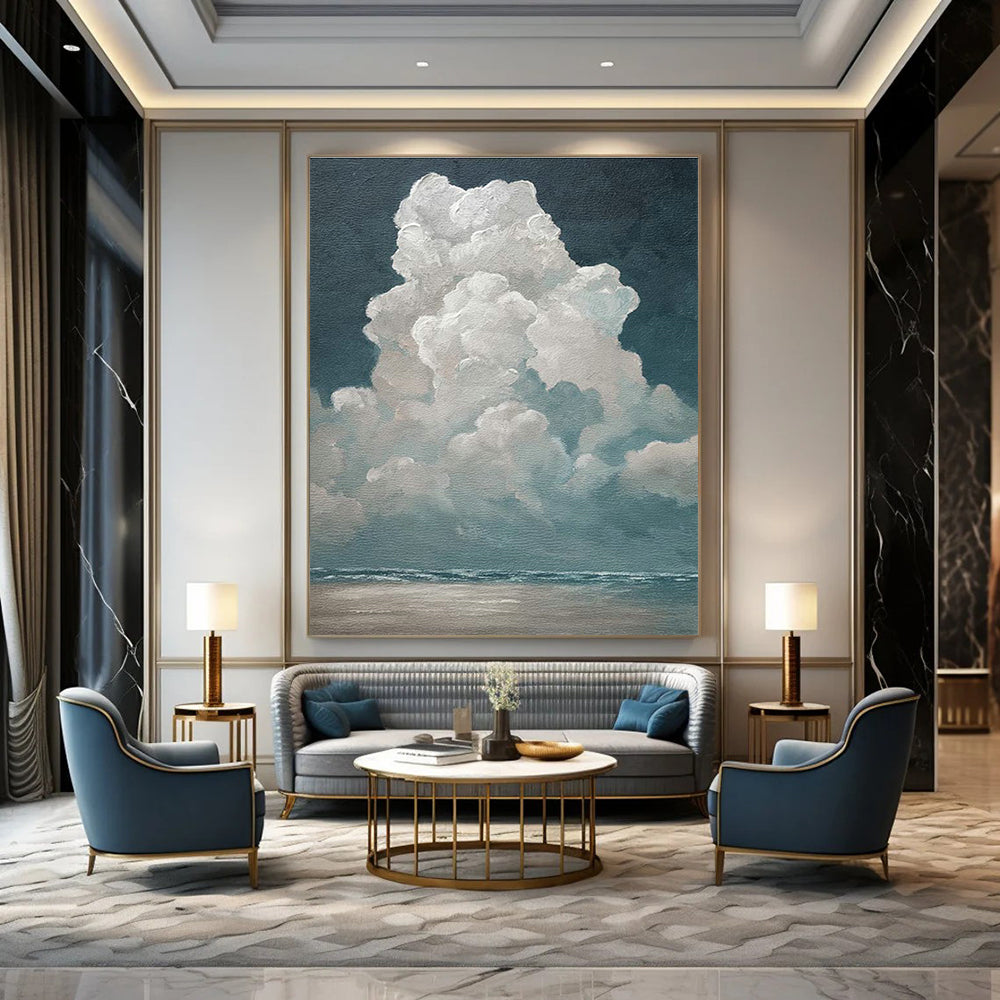 Cloudy Sea View Art for Nautical Home Living Room & Coastal Art Gallery DLZ2159