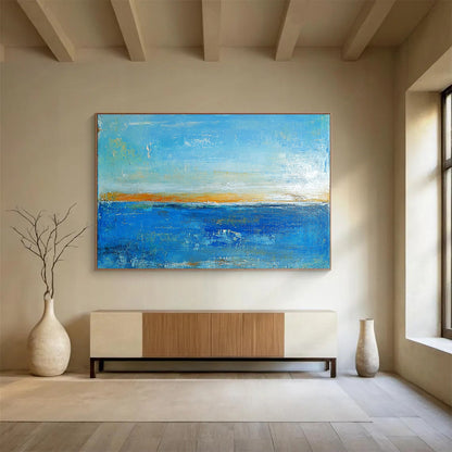 Blue - Orange Sea Abstract Art for Seaside Resort & Meditation Space SC034
