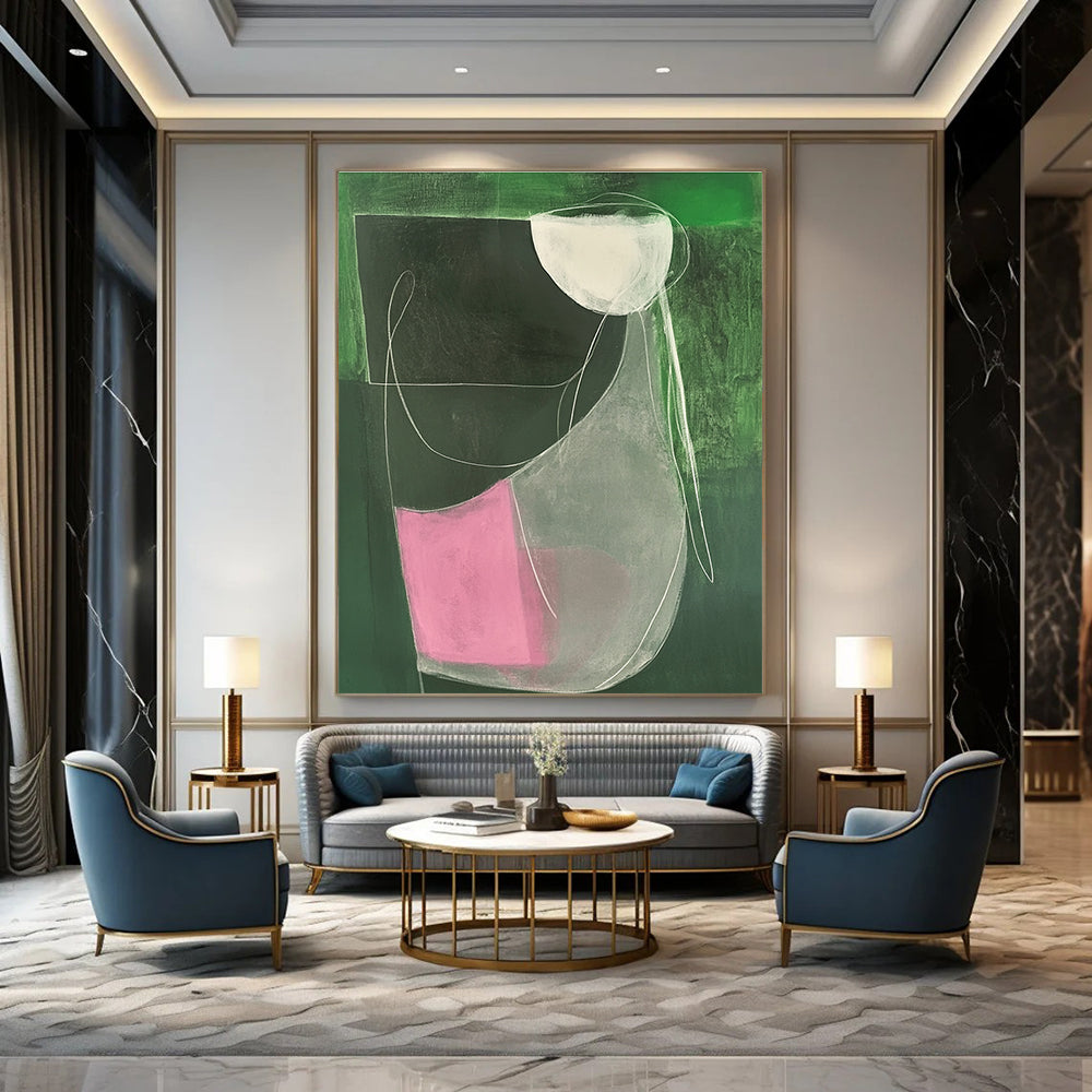 Abstract Green and Pink Forms for Modern Art Café & Creative Studio STSC1297