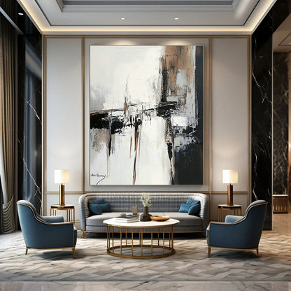 Black - White Abstract Art for Industrial - Style Loft & Modern Library DLZ0794