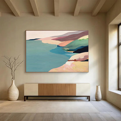 Colorful Coastal Landscape Art for Beach House Living Rooms DLZ3125