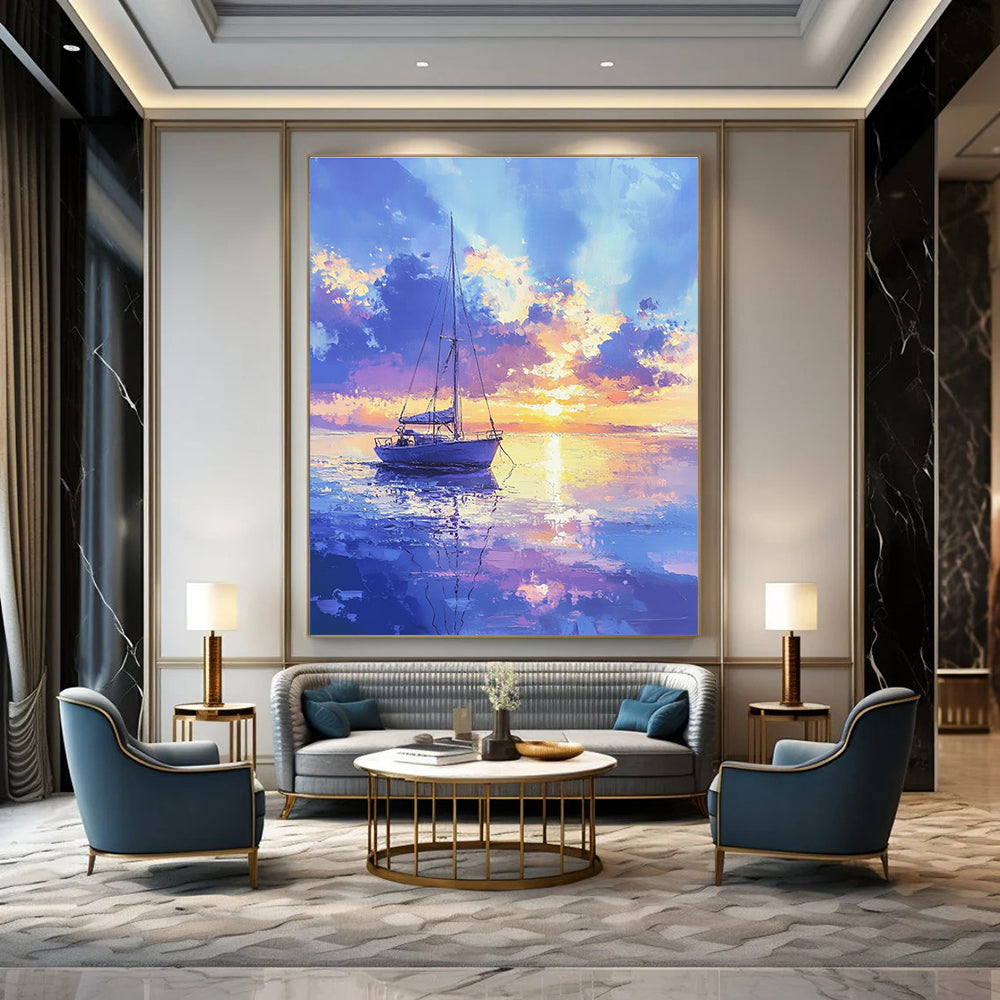 Sailboat at Sunset for Nautical - Themed Library & Luxury Beach House STSC899