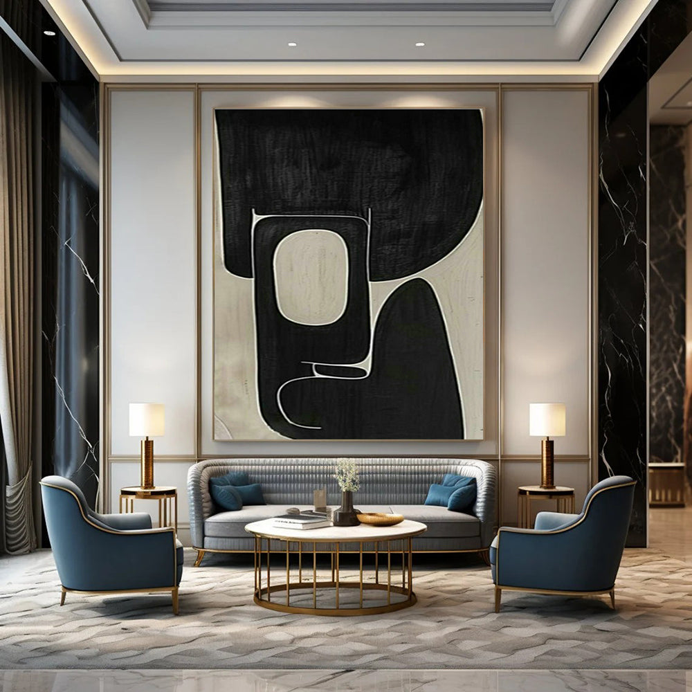 Black - White Abstract Art: Ideal for Modern Office & Art Gallery DLZ2010