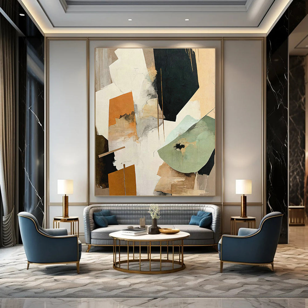 Layered Geometric Abstract Art for Contemporary Gallery & Industrial Loft DLZ1636